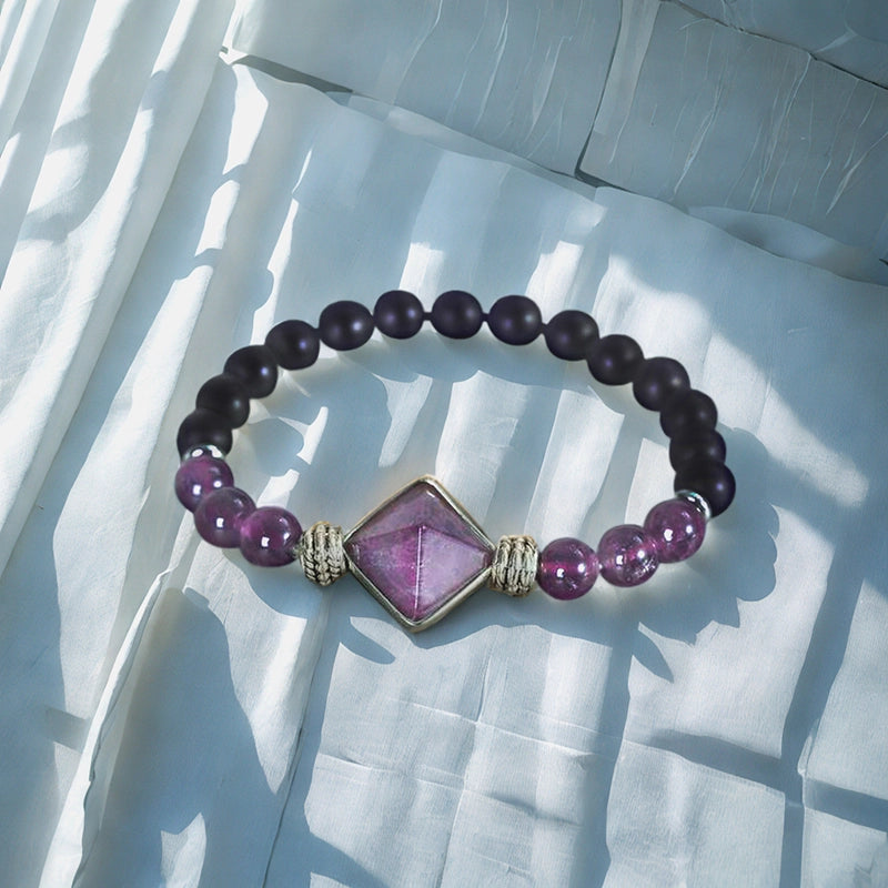 Pyramid Crystal Bracelet with Amethyst and silver accents by Roline Crystal