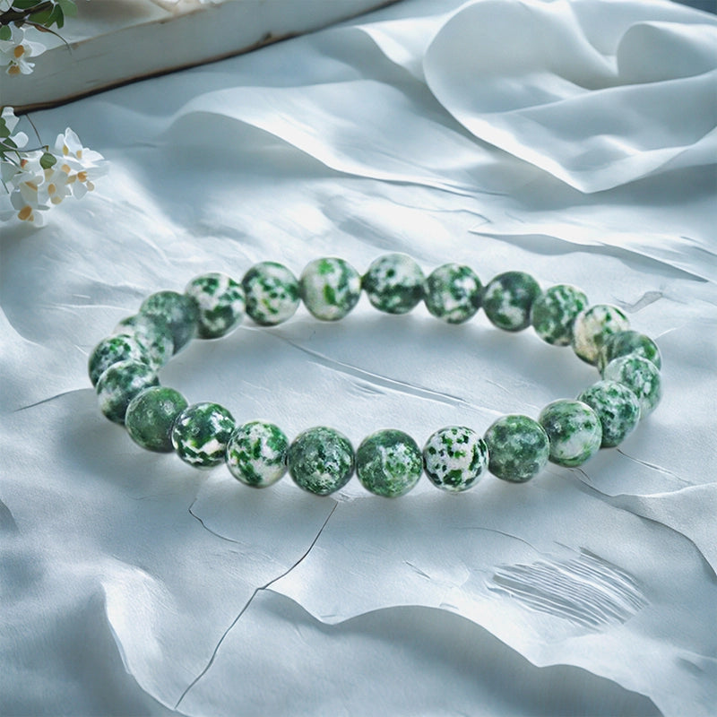 Qinghai Green Jade bracelet with 8mm polished beads by Roline Crystal