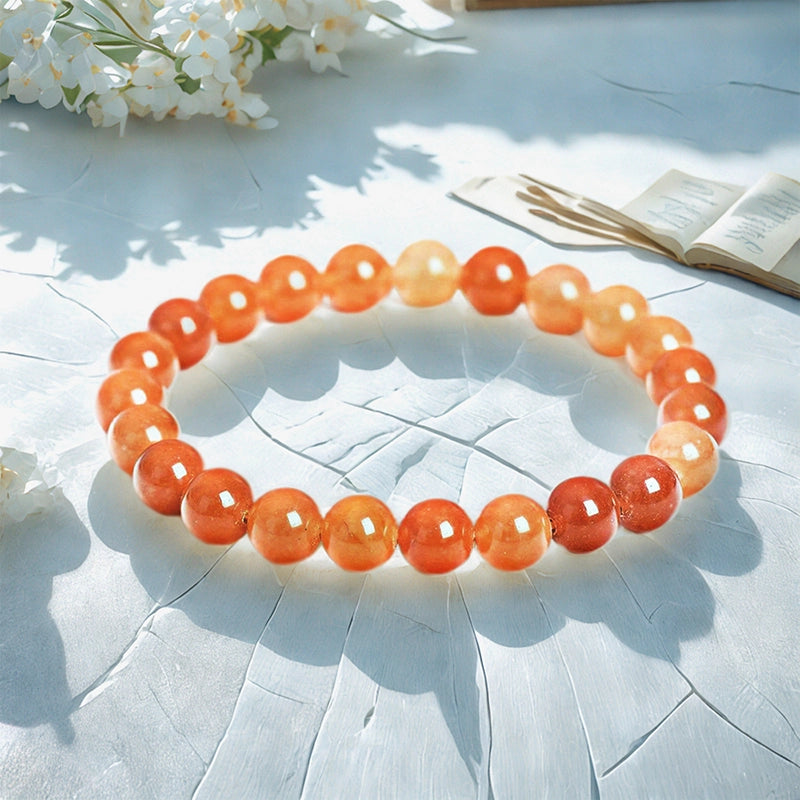 Red Aventurine bracelet with polished 8mm crimson beads by Roline Crystal