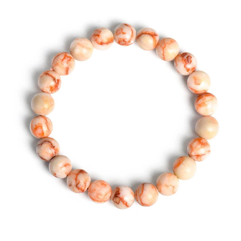 Red Grid Jasper bracelet with 8mm patterned beads by Roline Crystal