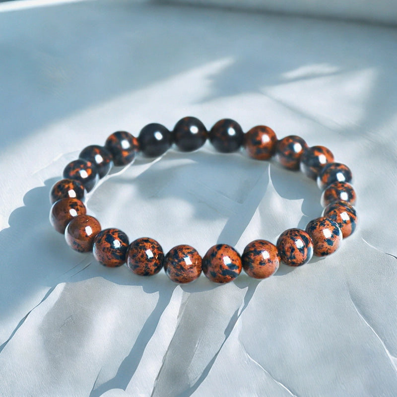 Red Obsidian bracelet with polished 8mm volcanic beads by Roline Crystal
