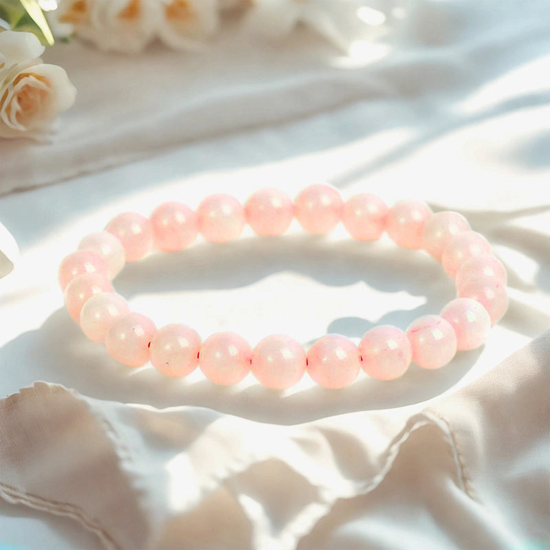 Rose Quartz bracelet with soft pink 8mm beads by Roline Crystal
