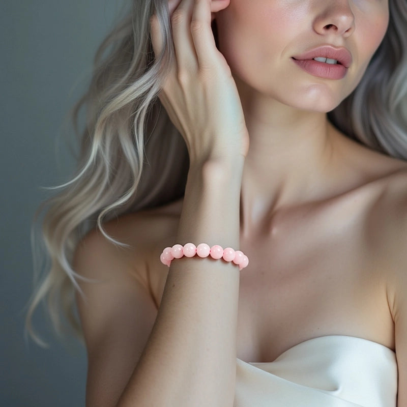 Rose Quartz bracelet with soft pink 8mm beads by Roline Crystal