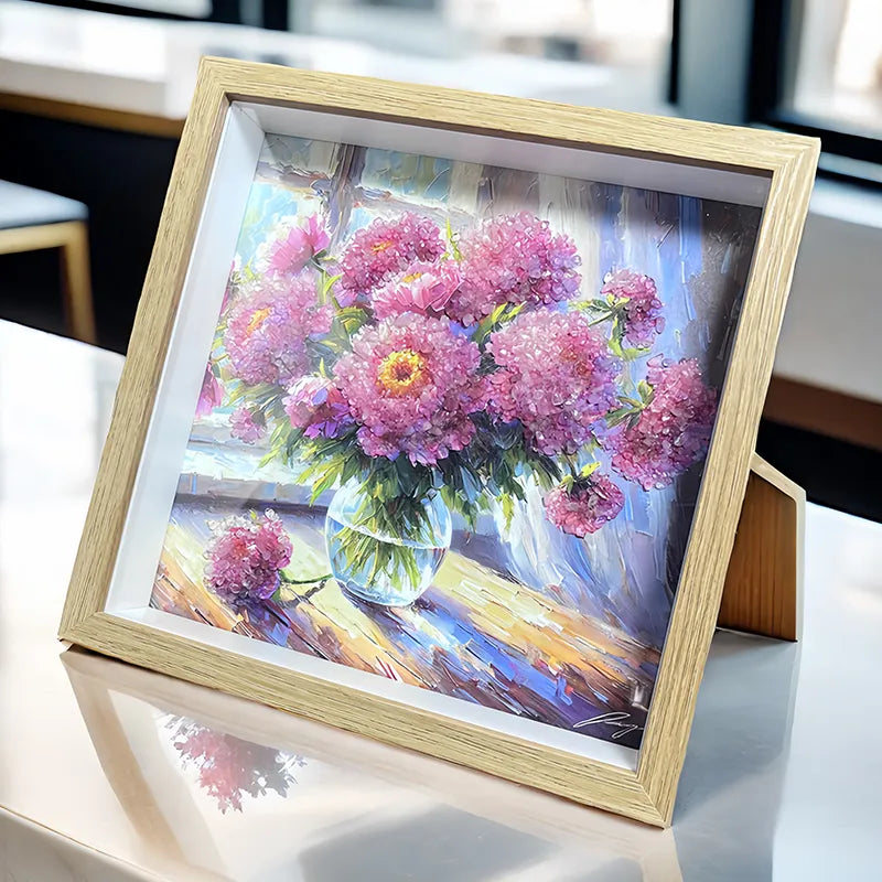 Rose Quartz flower framed crystal art symbolizing love and care by Roline Crystal