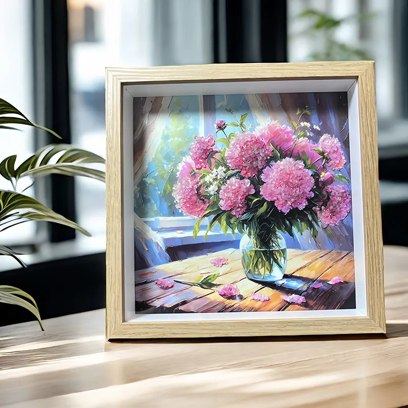 Rose Quartz flower framed crystal art symbolizing love and care by Roline Crystal