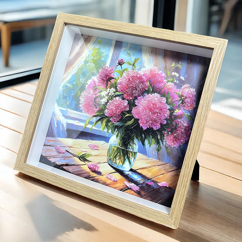 Rose Quartz flower framed crystal art symbolizing love and care by Roline Crystal