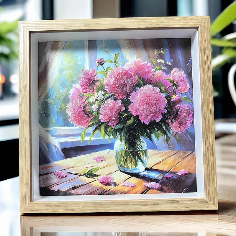 Rose Quartz flower framed crystal art symbolizing love and care by Roline Crystal