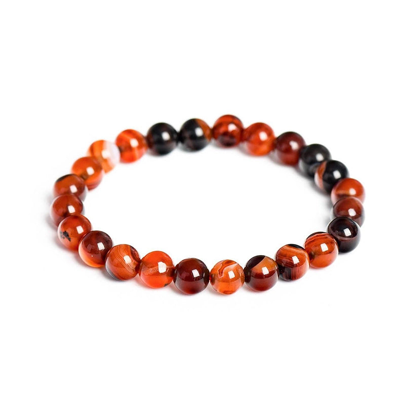 Sardonyx bracelet with layered 8mm red and white beads by Roline Crystal