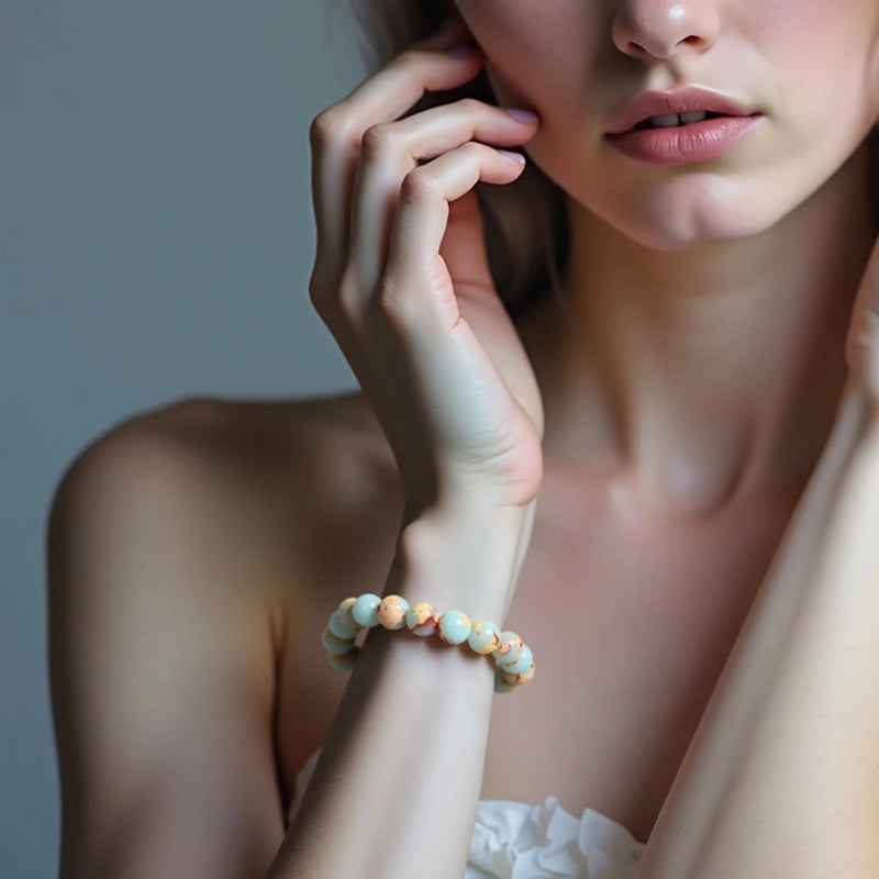 Serpentine stone bracelet with natural marbled patterns by Roline Crystal