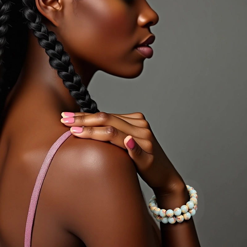 Serpentine stone bracelet with natural marbled patterns by Roline Crystal