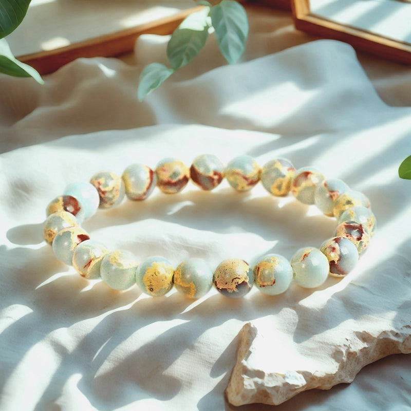 Serpentine stone bracelet with natural marbled patterns by Roline Crystal