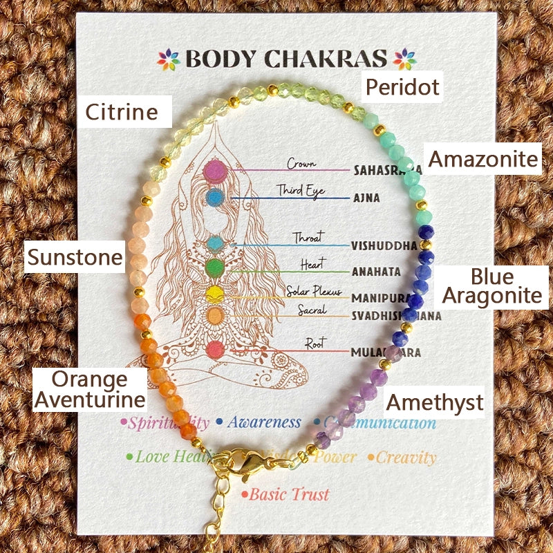 Seven Chakras faceted crystal stone bracelet with rainbow gemstones by Roline Crystal