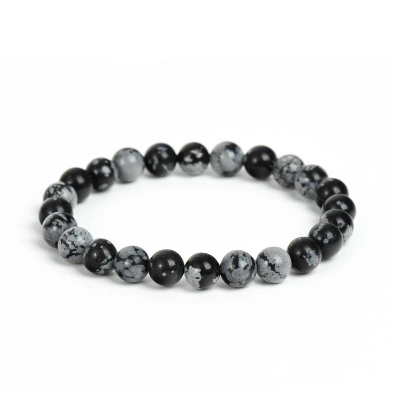 Snowflake Obsidian bracelet with 8mm speckled beads by Roline Crystal