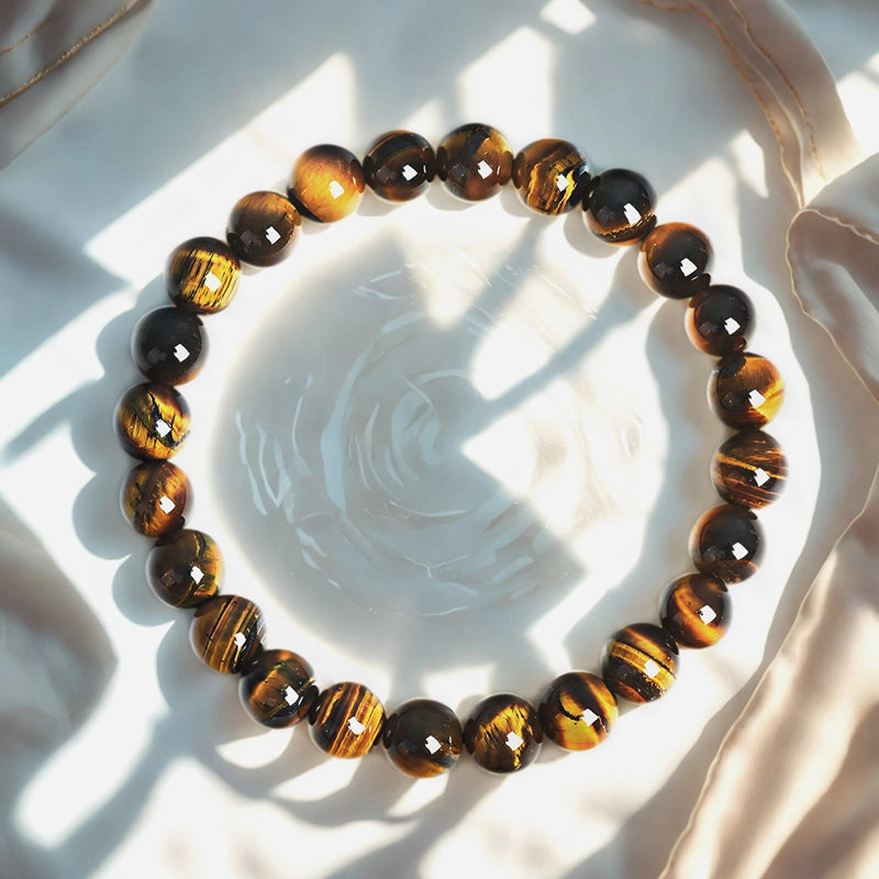 Tiger Eye bracelet with 8mm golden-brown striped beads by Roline Crystal
