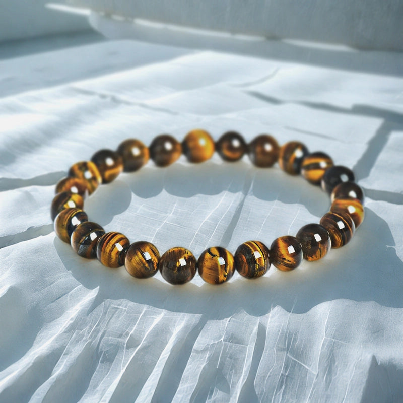 Tiger Eye bracelet with 8mm golden-brown striped beads by Roline Crystal