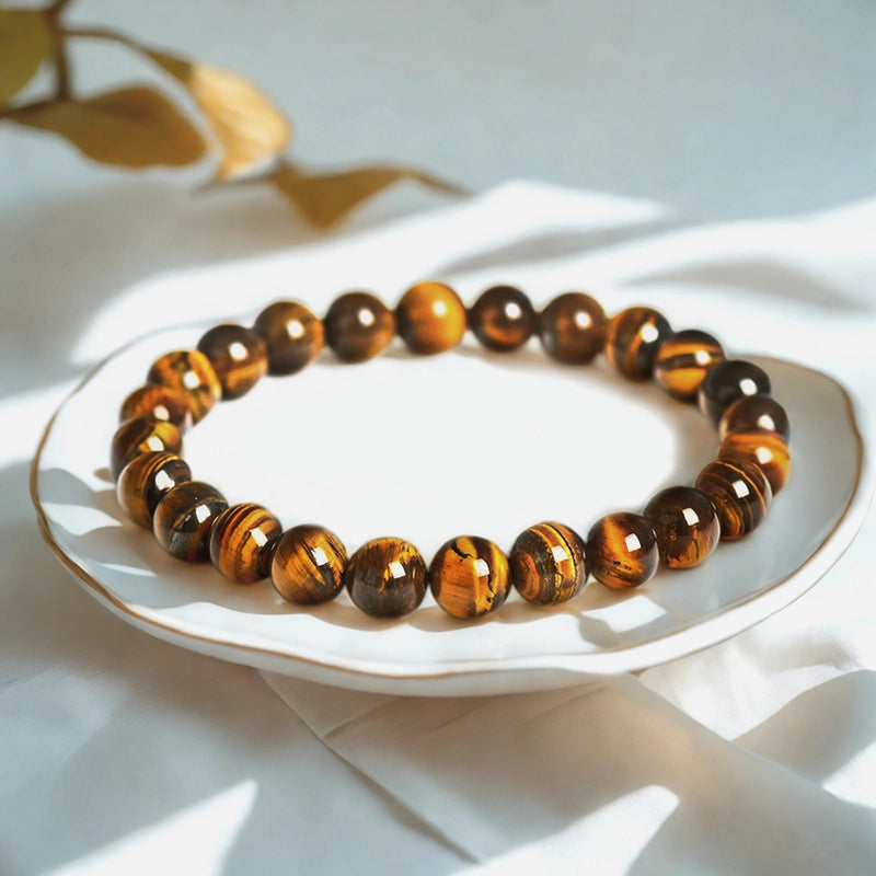 Tiger Eye bracelet with 8mm golden-brown striped beads by Roline Crystal