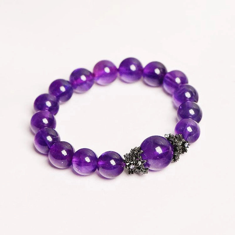 Uruguayan Amethyst bracelet with antique black silver accents – spiritual protection jewelry by Roline Crystal