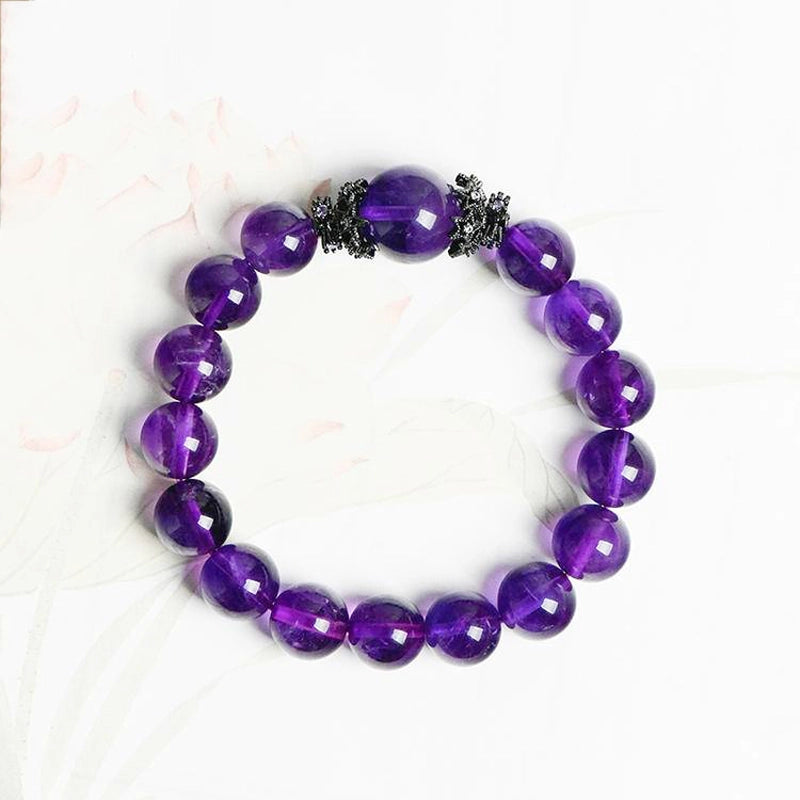 Uruguayan Amethyst bracelet with antique black silver accents – spiritual protection jewelry by Roline Crystal