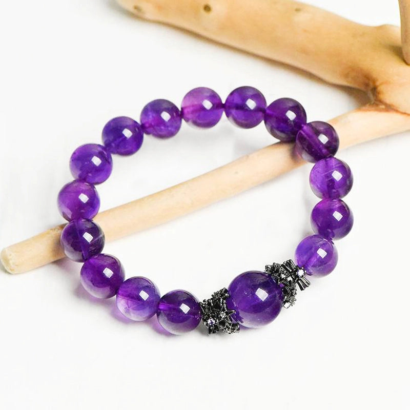 Uruguayan Amethyst bracelet with antique black silver accents – spiritual protection jewelry by Roline Crystal