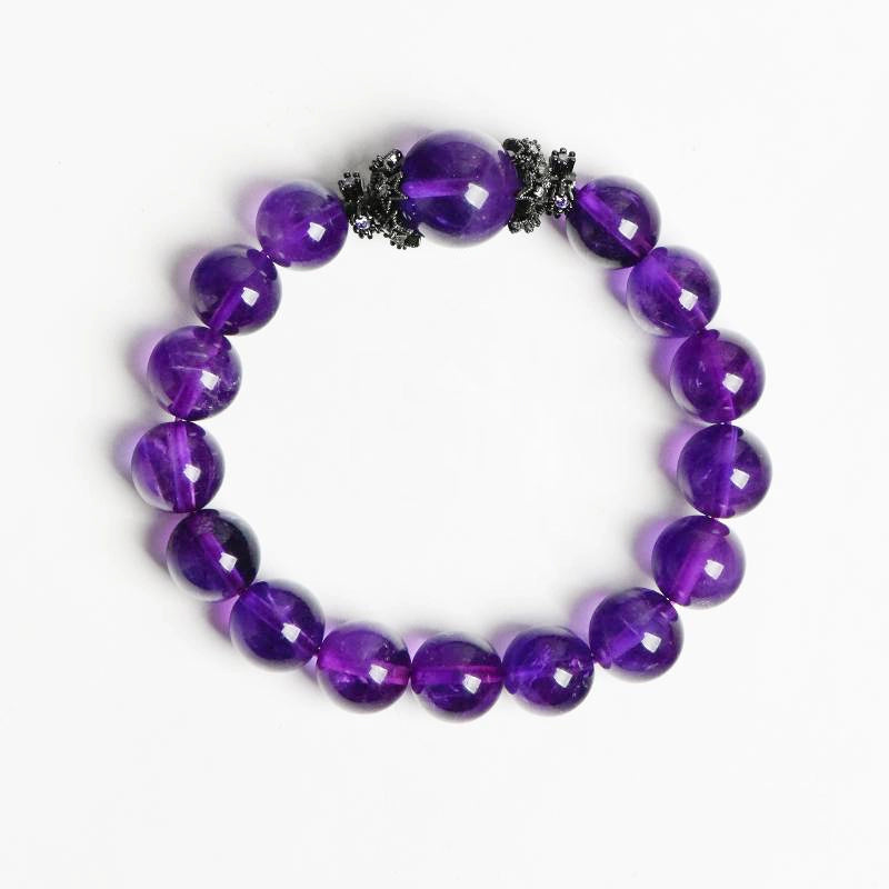Uruguayan Amethyst bracelet with antique black silver accents – spiritual protection jewelry by Roline Crystal