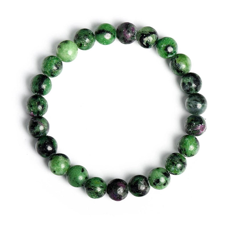 Zoisite bracelet with 8mm green polished beads by Roline Crystal