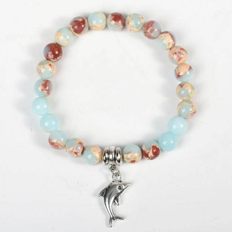 Snakeskin Stone Bracelet with Symbolic Charms - Horus Eye, Owl & Tree of Life | Roline Crystal