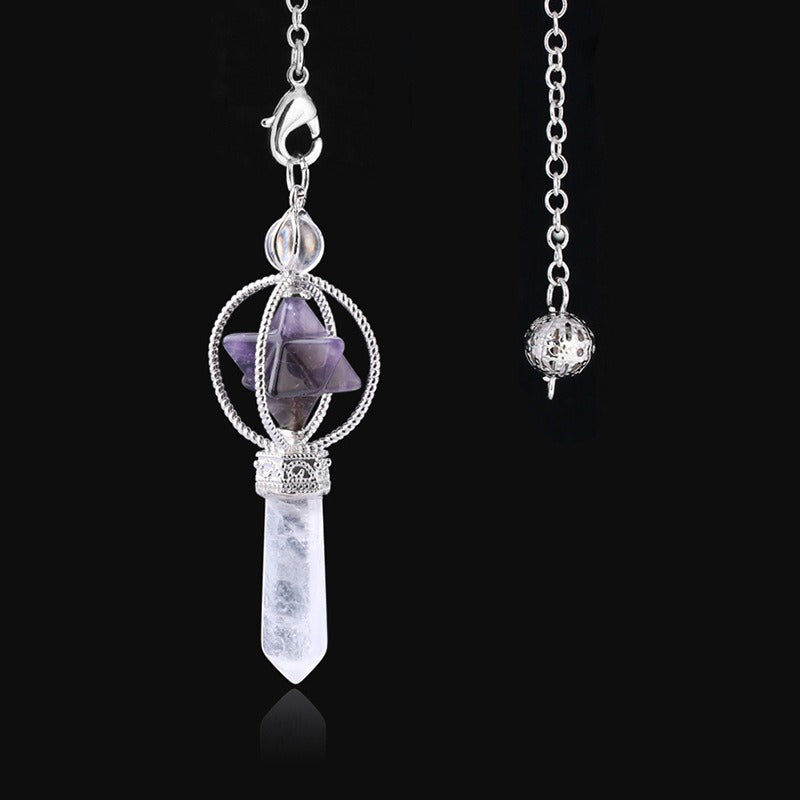 Explore the mysteries of the universe: the natural crystal Merkaba hexagram pendulum, the secret key to witch magic