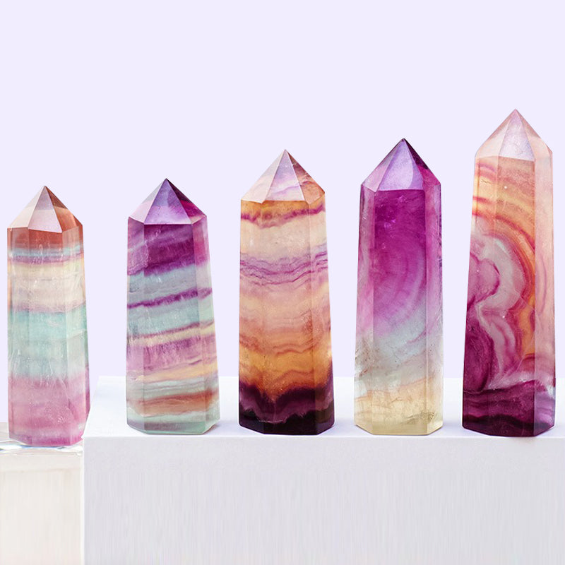 Candy Rainbow Fluorite Tower - Enhance Intelligence, Spirituality & Emotional Stability