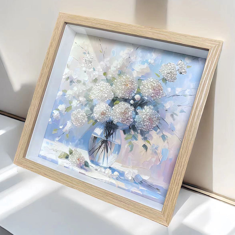 Clear Quartz and Pink Quartz Framed Crystal Art-Rose Crystal Blooming Painting