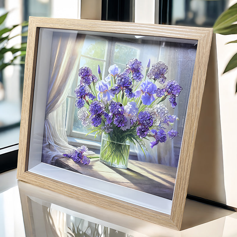 Clear Quartz and Amethyst Framed Crystal Art-Flower Paintings