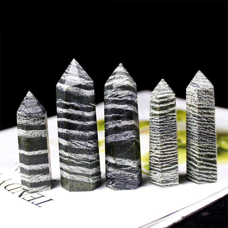 Green Zebra Jasper Tower - Balance and Harmonize Energy, Promote Mental Health