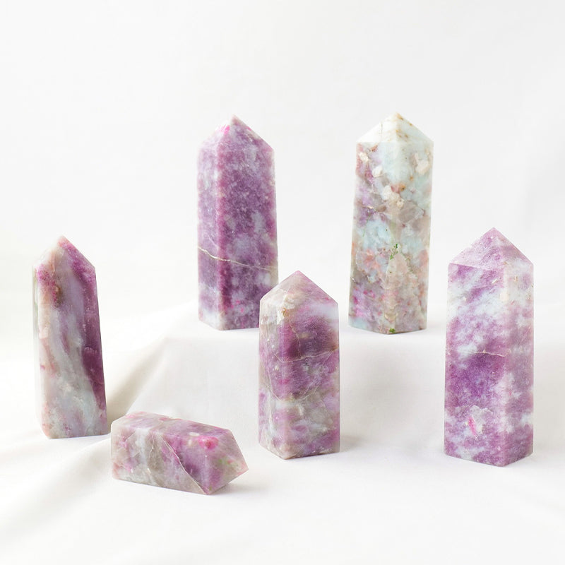 Plum Tourmaline Tower - Enhance Logical Thinking, Inspire Creativity, Improve Relationships