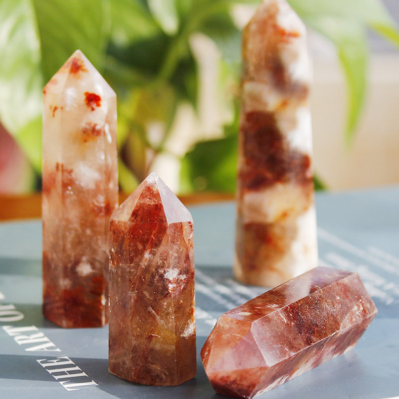 Red Flower Agate Tower - Enhance Tolerance & Empathy, Purify Aura, Bring Positive Energy