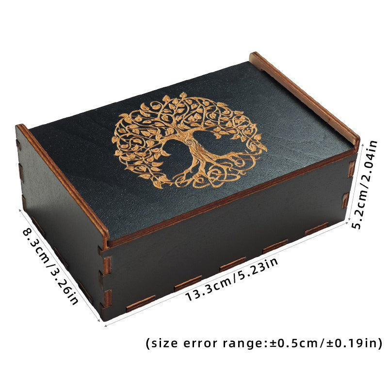 Witch’s Magic Box: Push-Pull Wooden Tarot Cards and Crystal Storage Box