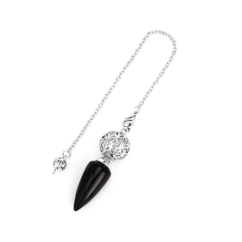 Natural crystal pendulum - bullet-shaped design, hollow circle, special for witch magic