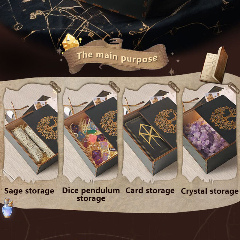 Witch’s Magic Box: Push-Pull Wooden Tarot Cards and Crystal Storage Box