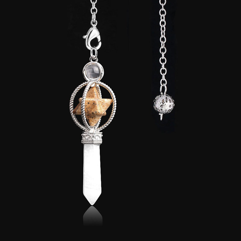 Explore the mysteries of the universe: the natural crystal Merkaba hexagram pendulum, the secret key to witch magic