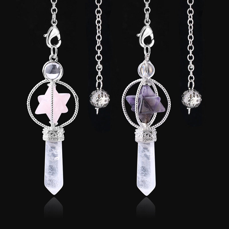 Explore the mysteries of the universe: the natural crystal Merkaba hexagram pendulum, the secret key to witch magic