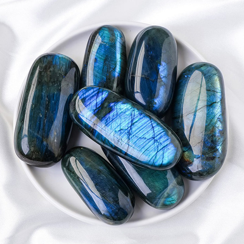 Blue Labradorite Palm Stone - Emotional Balance, Creativity & Protection