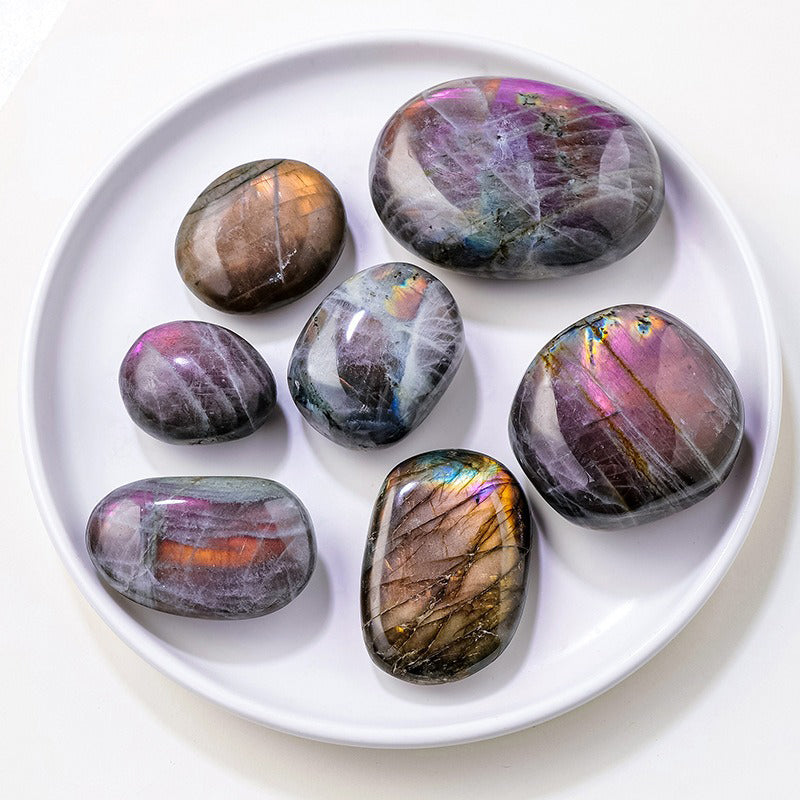 Purple Labradorite Palm Stone - Emotional Balance, Spiritual Awakening & Social Charm