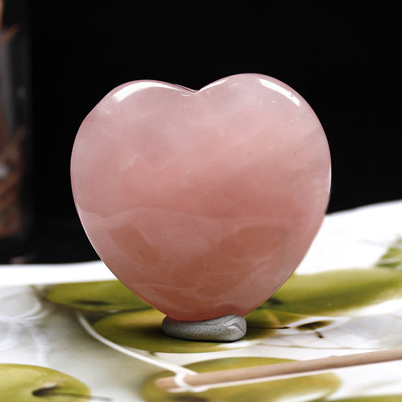 Rose Quartz Heart Palm Stone - Emotional Healing & Spiritual Enhancement