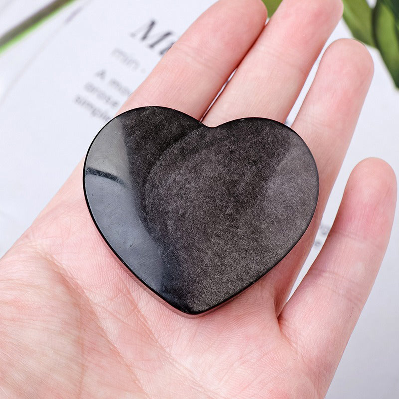 Silver Sheen Obsidian Palm Stone - Emotional Regulation, Self-Awareness & Protection