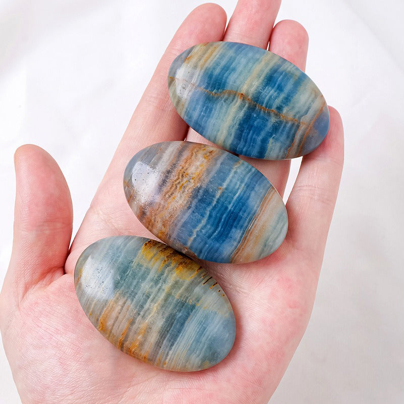 Blue Calcite Lux Crystal Palm Stone - Empower Your Mind and Communication Skills