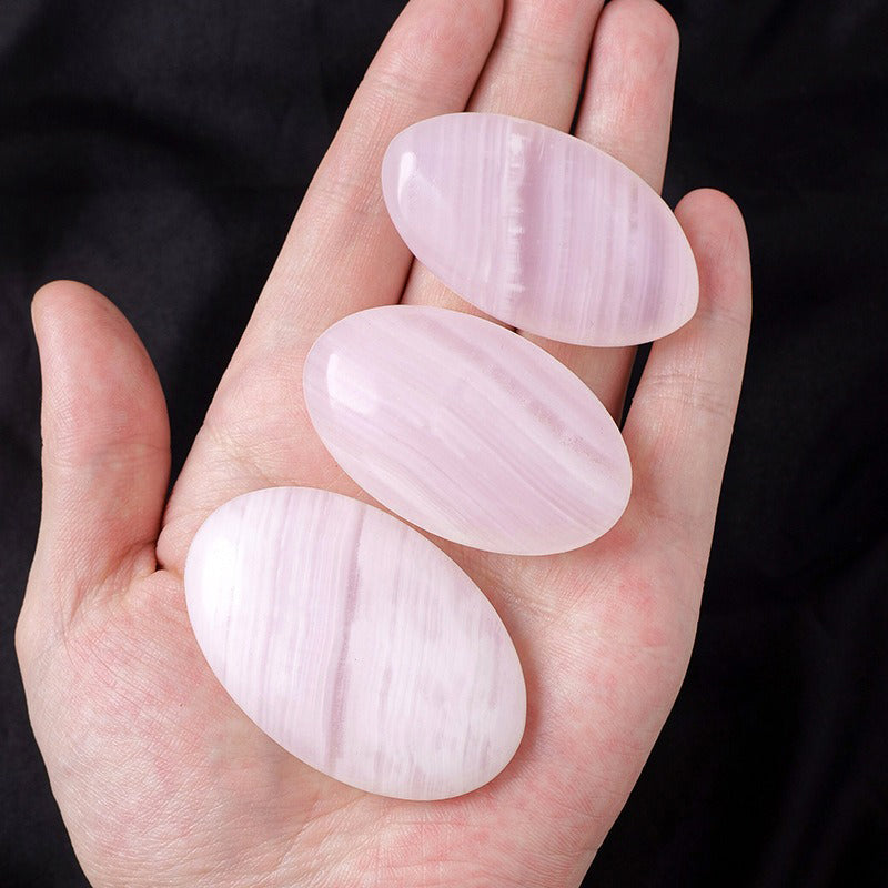 Pink Calcite Palm Stone - Emotional Harmony & Love Enhancement