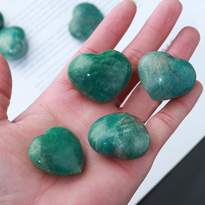 Amazonite Stone Heart Palm Stone - Emotional Regulation, Communication&Creativity