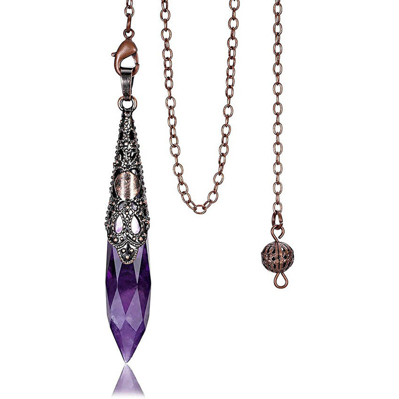 Classical Mystery: Natural Crystal Diamond Faceted Pendulum - The Magical Key to Witches' Magic