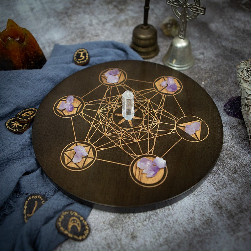 Witch's Treasure: Double-Sided Engraved Crystal Grid Ritual Plate, Meditation Astrolabe