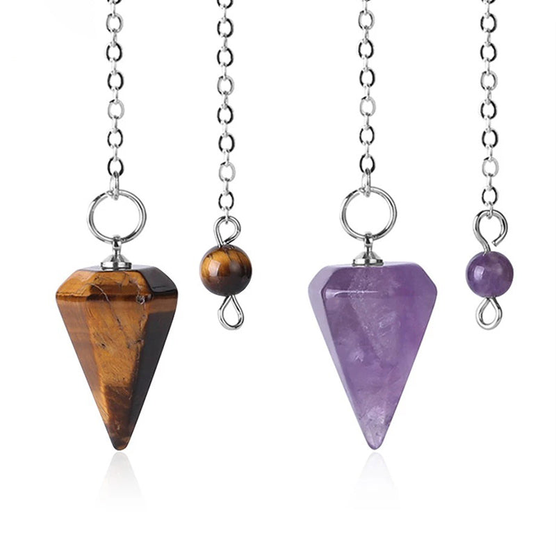 Mysterious magic blessing: natural crystal pendulum, exclusive accessory for witches