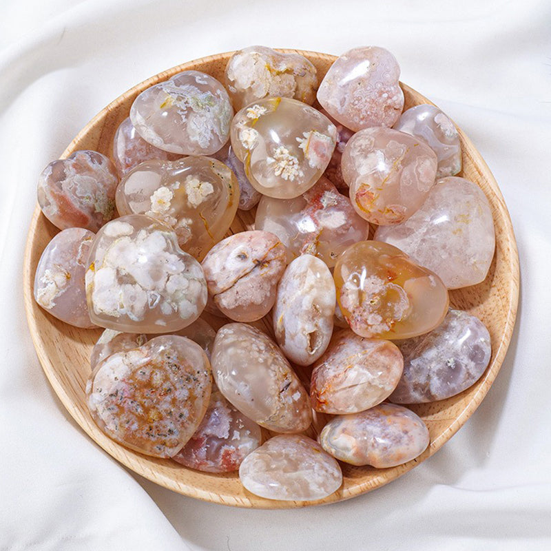 Cherry Blossom Agate Love Palm Stone - Journey into Bliss, Identity & Inner Serenity