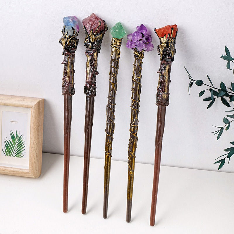 Crystal Magic Wand，Handmade Quartz Crystal Wand